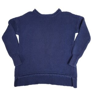 HIHO Tortola BVI Navy Blue Chunky Knit Boat Neck Sweater Women's Medium